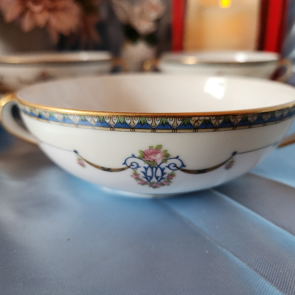 Beautiful Noritake LAUREATE 5 Sets Of 2 Handled Soupbowls With Underplate - Picture 8 of 12